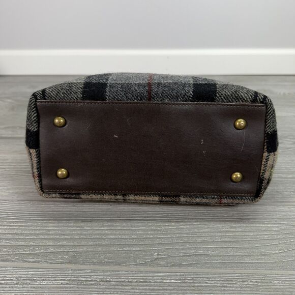Barbour Winter Tartan Should Tote Zipper Bag Plaid 100% Wool with Cotton Lining - Picture 7 of 12